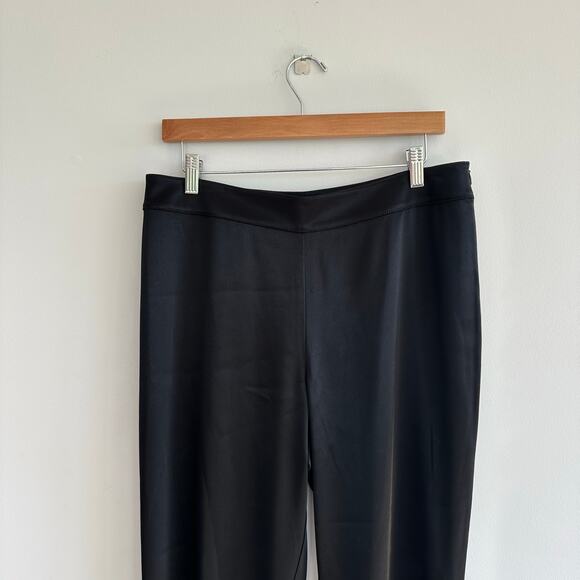 ST. JOHN Caviar Emma Liquid Satin Side Zip Pants Black 10 - Picture 5 of 11